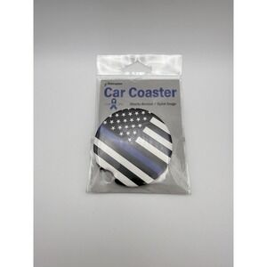 Back the Blue Absorbent Car Coaster Thin Blue Line American Flag POLICE